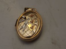 9 carat gold locket pendant inscribed 'A Fairy Cha