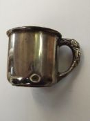 Sterling silver Christening cup, with stylised rab