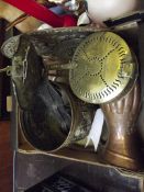 Box of brass and copper ware