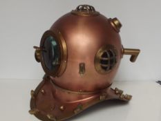 Brass and copper diver's helmet