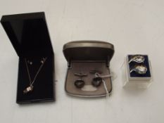 Two pairs of cufflinks, necklace and pendent, some