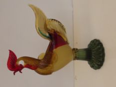Large art glass cockerel, height 40cm