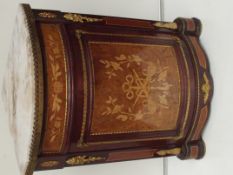 Corner cupboard with marquetry inlay and marble to