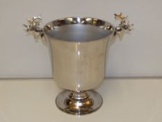 Large wine cooler with stylised stag handles, 30cm