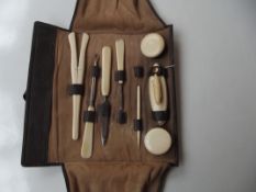 An early cased manicure set