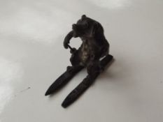 Bronze bear skiing, 5 cm high