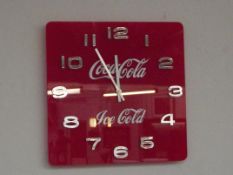 Glass Coca-Cola wall clock