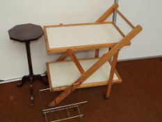 Mahogany wine table, tea trolley, and a retro maga