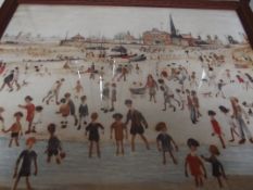 Framed Lowry print 'At the Seaside'