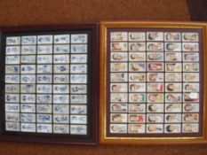 Two framed sets of cigarette cards, glazed verso t