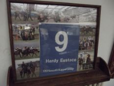 Hardy Eustace racing colours, framed with montage