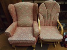 Modern wing back armchair together with matching r