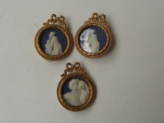 3 Wedgwood plaques in classical frames