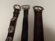 Three leather belts