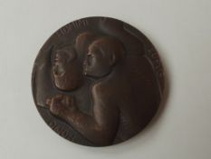 Double sided bronze plaque Homo Homini Lupus , 9 c