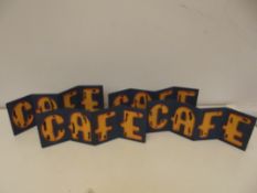 Set of four tin plate 'Cafe' signs