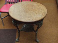 Good quality pub table on cast iron base