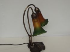 Art nouveau style two branch table lamp