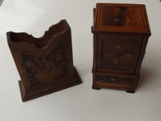Marquetry cigarette box together with matching des