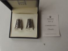 Royal Mint commemorative silver thimbles