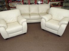 Extremely good quality three piece cream leather s