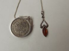 2 silver stamped necklaces