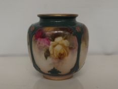 Royal Worcester Hadley ware squat vase, height 9cm