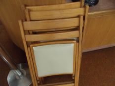 Part set of three collapsible chairs with leather