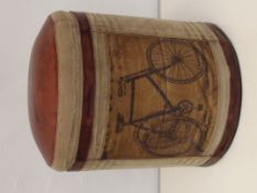Leather and canvas stool, height 40cm