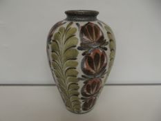Bourne Denby large vase, signed Glyn College