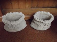 Stoneware garden - two planters in the form of sac
