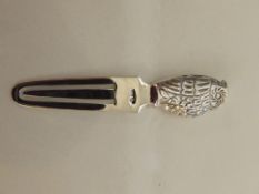 Silver stamped owl book mark