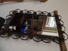 Wrought iron bevelled mirror