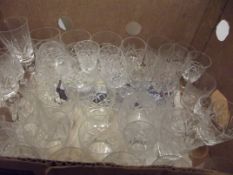 Large box of cut crystal glasses