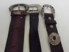 Three leather belts