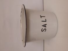 White enamel salt pot