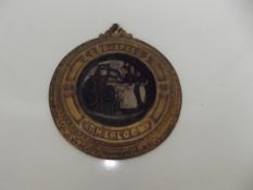 God speed the loom Victorian brass wall plaque