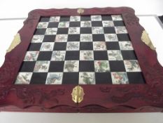Chinese inlaid chess board with chess pieces