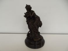 Bronze art nouveau lady and dragon, C Mirval