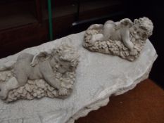 Stoneware garden - two garden cherubs