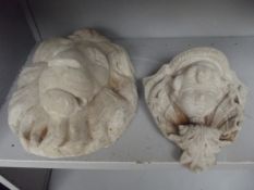 Stoneware garden - lion and cherub wall decoration