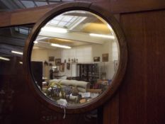 Oak framed bevelled mirror