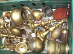 Assorted brass ware to include candle sticks
