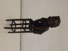 Bronze child on stool
