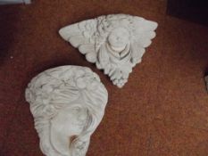 Stoneware garden - cherub and angel wall pockets