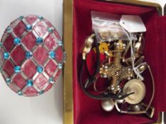 Collection of costume jewellery and decorative egg