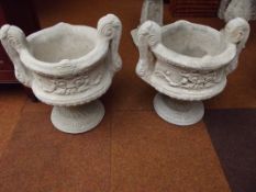 Stoneware garden - two twin handled planters