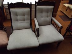 Pair of late Victorian lady's and gent's salon cha