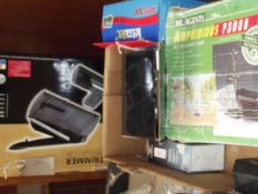 Various item to include a satnav, garden pump etc