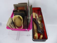 Miscellaneous Items, including five small frames, small quantity of cigarette cards, vintage photo